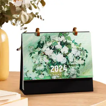 Расписание рисования маслом Календарь на 2024 год Рабочий стол Декор рабочего стола Симпатичная бумага Планирование Канцелярские принадлежности для офиса