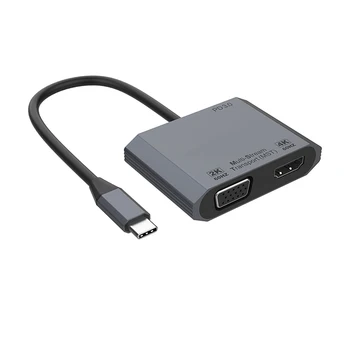 Конвертер видеоадаптеров VGA, совместимых с USB-C и HDMI, с разрешением 1080P, 4K при частоте 30 Гц, многофункциональная стыковка, совместное использование экрана, прямая трансляция игр. Изображение 2