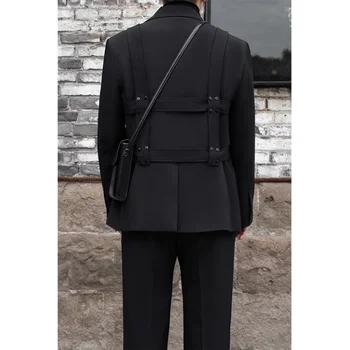 S-6XL!2023 Весенне-осенний костюм для отдыха, куртка мужская advanced sense of fried street, свободный маленький костюм, мужская корейская версия тренда Изображение 2