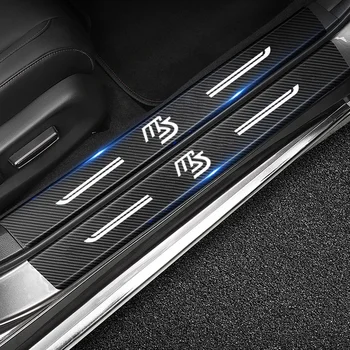 Защитная Накладка Порога Автомобиля из Углеродного Волокна для Mazda MS Logo Защита Бампера Задней Двери Багажника От Царапин Наклейки