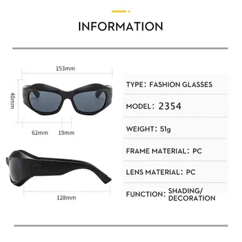 Модные Уличные Негабаритные солнцезащитные очки для вождения в толстой оправе, велосипедные солнцезащитные очки Y2K, мужские солнцезащитные очки в стиле Киберпанк Изображение 2