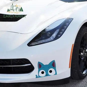 EARLFAMILY за 26 см x 18,8 см Наклейки Fairy Tail Happy Cat Peeking на окна автомобиля, мотоцикла, грузовика, виниловые водонепроницаемые наклейки