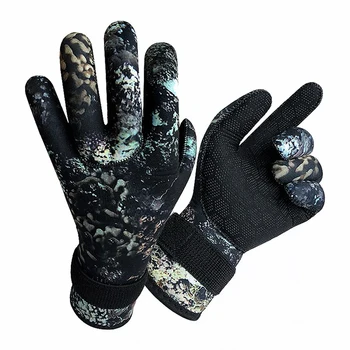 Камуфляжные перчатки для дайвинга из неопрена 3 мм с пряжкой на ремне, перчатки для подводной охоты для подводного плавания, перчатки для подводного плавания, перчатки для водных видов спорта Изображение 2